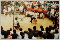 1989年耿村民間故事藝人在講述故事時的情景
