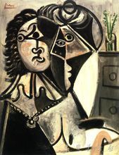 花瓶邊的男人和女人，半身像