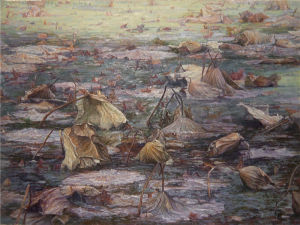 油畫+《荷韻》+ 120X160cm+2010年