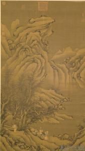 元盛懋袁安臥雪圖軸 元盛懋袁安臥雪圖軸