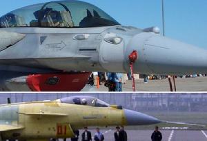 殲10B的機頭與F-16 Block60非常相似，都採用了陣面向上傾斜的相控陣雷達，風擋前加裝光電探測儀，甚至條狀夜間編隊燈的位置也相近。