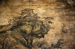 江天亭立圖局部