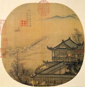 宋李嵩扇面畫月夜看潮 宋李嵩扇面畫月夜看潮