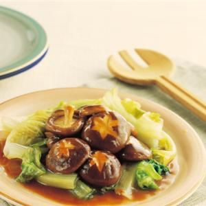 蚝油香菇生菜拼魚丸 蚝油香菇生菜拼魚丸