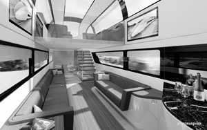 頭等車廂內部如同高級公寓一般的豪華設計