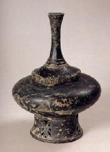 黑陶高柄蓋圈足罐 黑陶高柄蓋圈足罐