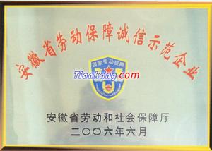 （圖）集團公司榮獲安徽省勞動保障誠信示範企業