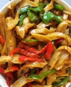 青椒肉絲炒水麵筋 青椒肉絲炒水麵筋