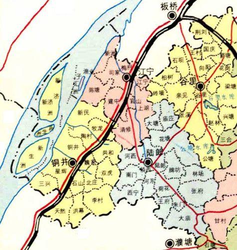 江寧、陸郎、銅井3鎮行政區劃圖（1997年）