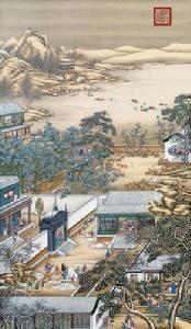 雍正十二月令圓明園行樂圖-臘月賞雪 雍正十二月令圓明園行樂圖-臘月賞雪