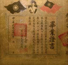 龍雲簽署的畢業證書