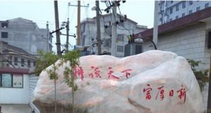 雙峰縣國土資源局院落後的一塊石頭，被網友質疑為“泰山石壓邪”