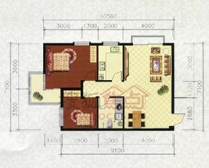 佳隆&middot;學府銘座二室一廳一廚一衛D2戶型圖