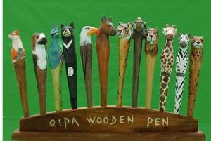 木頭雕刻動物筆 木頭雕刻動物筆