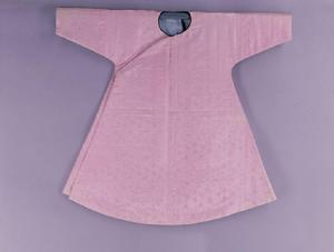 清早期粉色風景紋暗花綾綿袍 清早期粉色風景紋暗花綾綿袍