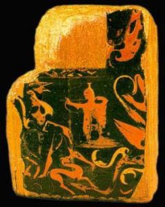 彩繪射獵圖漆瑟殘片 彩繪射獵圖漆瑟殘片