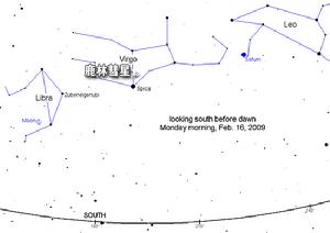 （圖）2月16日鹿林彗星位置