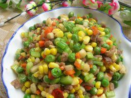 玉米豌豆炒肉丁 玉米豌豆炒肉丁