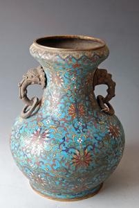 明掐絲琺瑯獸耳瓶 明掐絲琺瑯獸耳瓶