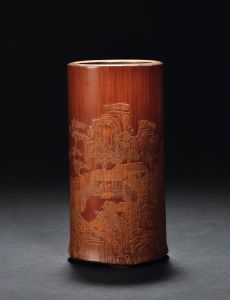 張希黃樓閣山水筆筒 張希黃樓閣山水筆筒