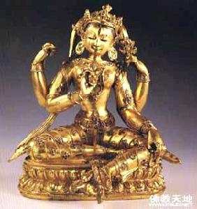 四臂度母鎏金銅像 四臂度母鎏金銅像