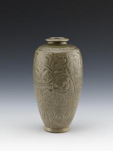 宋耀州窯青釉刻花瓶 宋耀州窯青釉刻花瓶