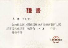 入展全國首屆硬筆書法冊頁藝術大展獲獎名單