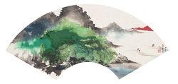 許麗晴扇面山水作品