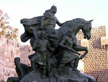 大馬士革古城邊的薩拉丁雕像