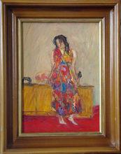 油畫《花裙女子》竇中亮