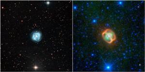 NGC1514看上去和一般的星雲沒有什麼區別。但在WISE的紅外視野之中，則可以清晰看見它被幾個鬆散的環狀結構包圍著，這一結果讓人意外。