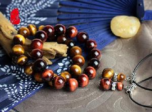 一生一石天長地久紅黃虎眼木變石情侶套裝