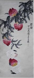 齊白石偷桃圖立軸 齊白石偷桃圖立軸