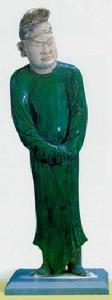 綠釉男立俑