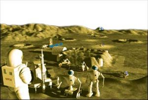 日本月球建立的有人空間站假想圖