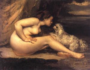 裸體的女人和狗