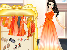 橙色條紋連衣裙 橙色條紋連衣裙