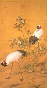 清郎世寧花陰雙鶴圖 清郎世寧花陰雙鶴圖