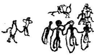 狼山岩畫中的舞蹈圖