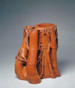 清黃楊木梅竹筆筒