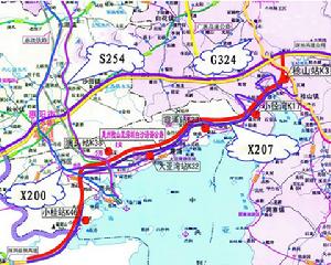 惠深沿海高速公路線路圖。