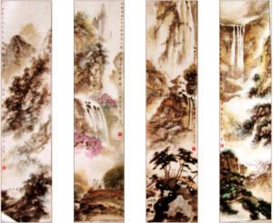 抱石四條屏