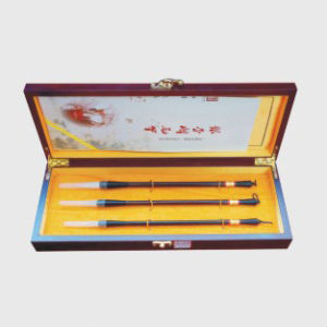 “銀杏”牌毛筆三隻裝紅木材質套裝組合