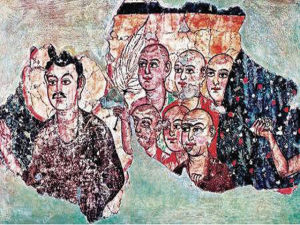 佛和弟子像（斯坦因挖掘割取）