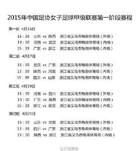 15賽季女甲聯賽賽程