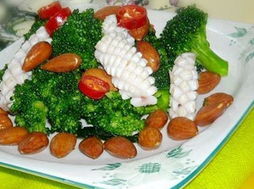 西藍花鮮魷拌杏仁 西藍花鮮魷拌杏仁