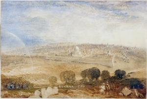 泰納水彩畫：“從橄欖山眺望耶路撒冷”，此畫作於1834—1835年。