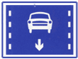 表示該車道只供機動車行駛。設在該車道的起點及交叉路口和入口前適當位置。在標誌無法正對車道時，可以不標註箭頭。