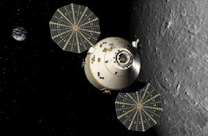 月球軌道上的“獵戶座”太空船模擬圖