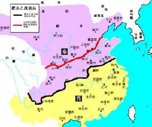 淝水之戰到北伐時期的南北形勢圖線，取自網路